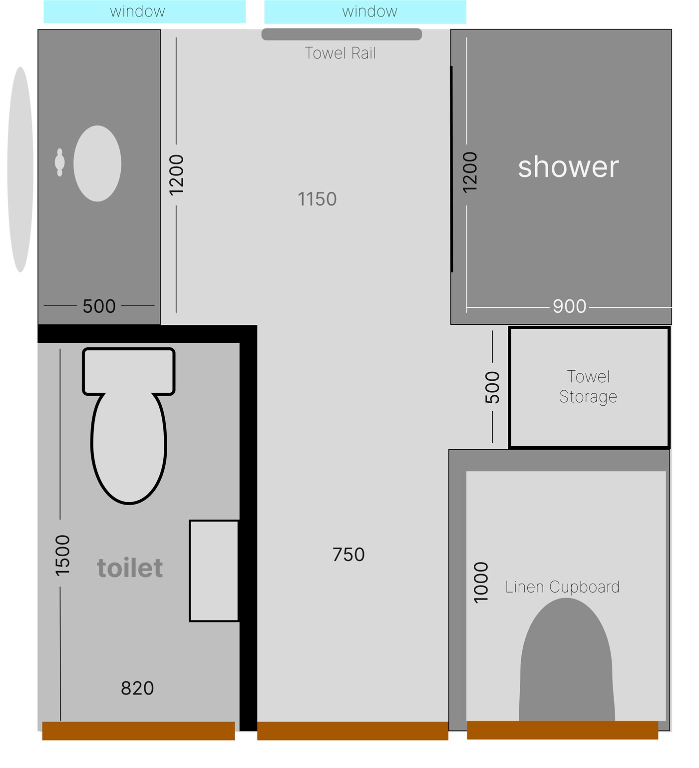 Bathroom floor plan sketch